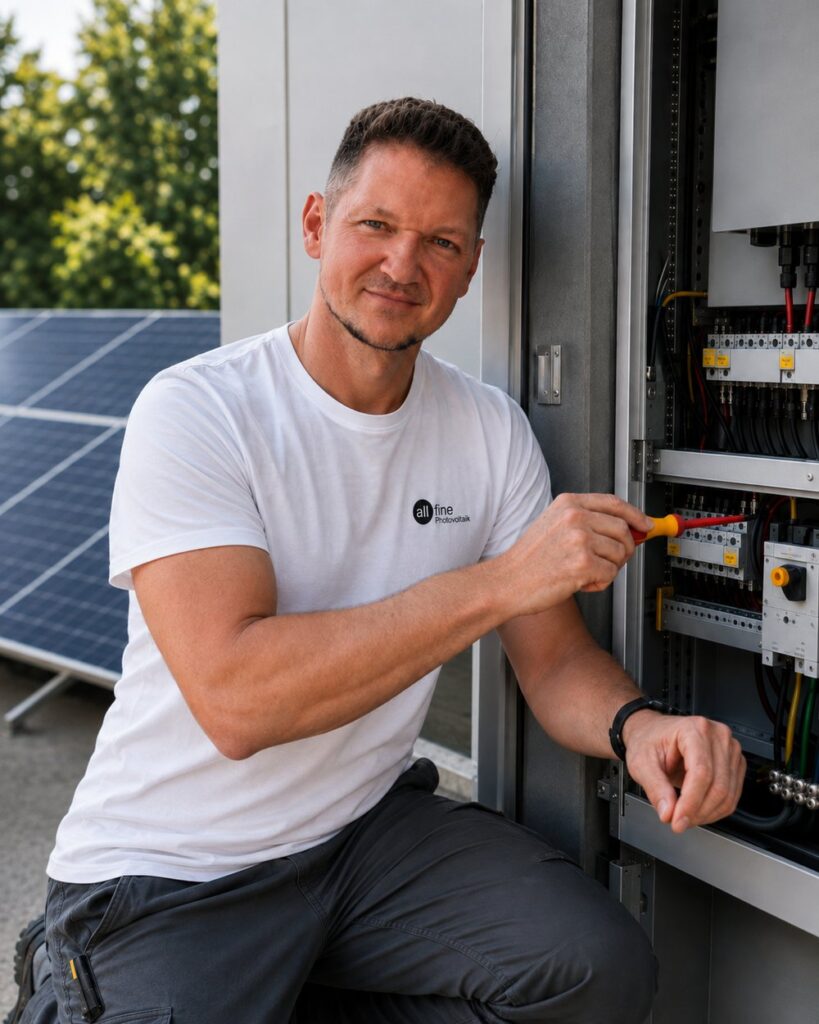 Andreas von allfine Photovoltaik am Schaltschrank einer PV-Anlage